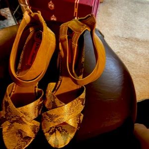 Betsy Johnson snake skin sandal.  31/2 inch heel.